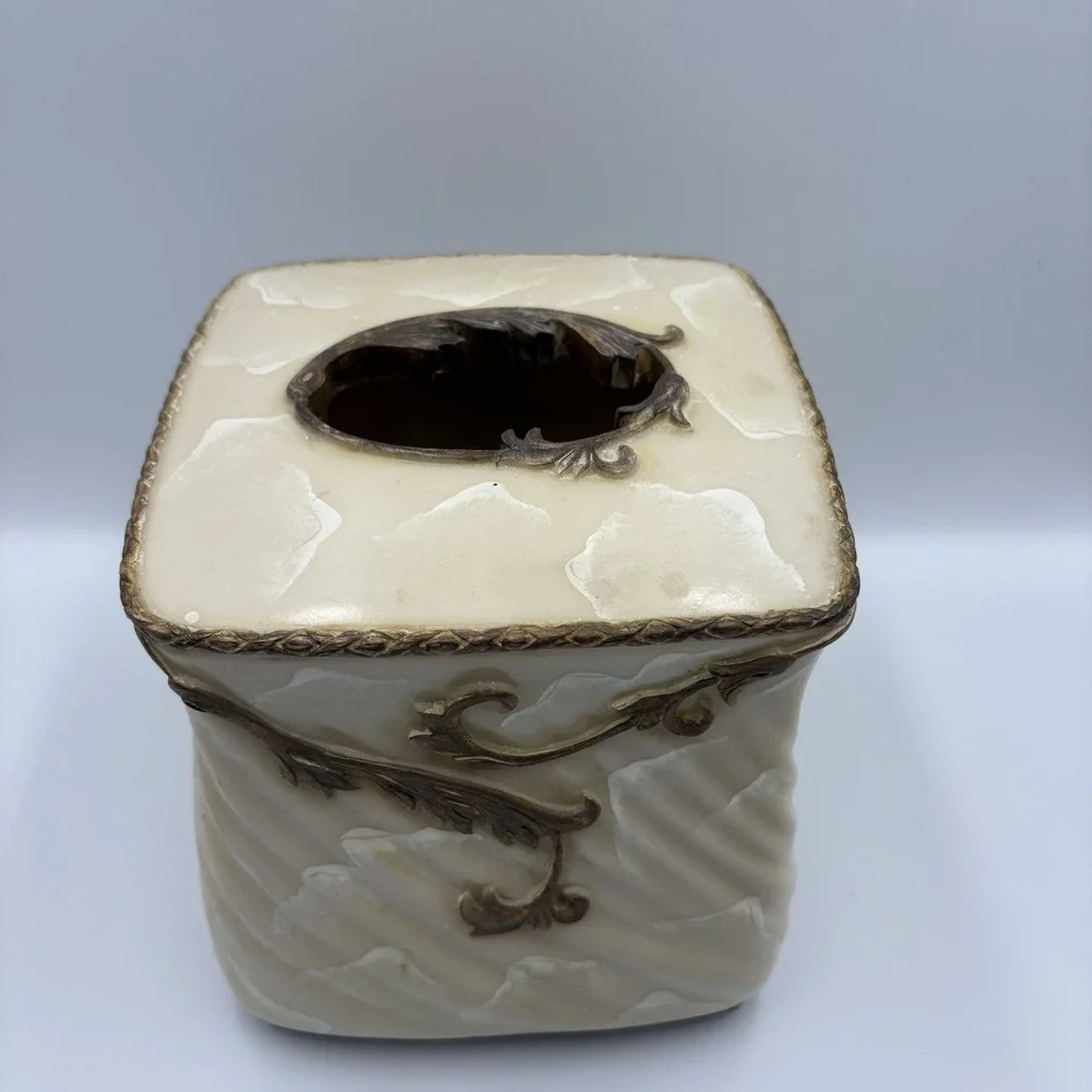 Croscill Tissue Box Cover Faux Marble Vintage Hollywood Regency Style